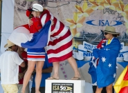 Women's Medalists SUP Surfing. Credit: ISA/Michael Tweddle