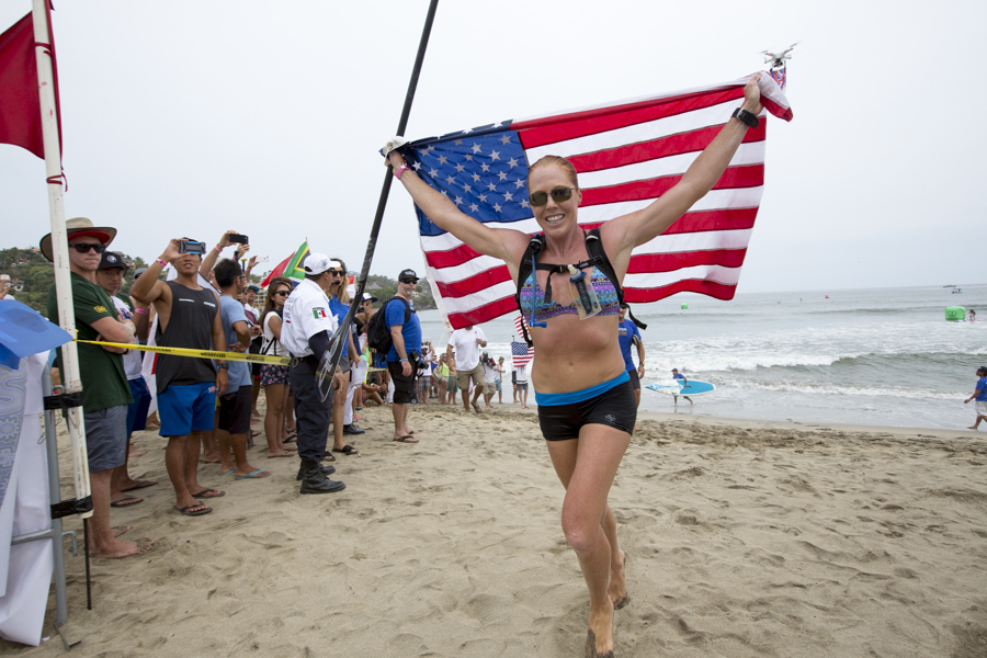 Team U.S.A.’s Candice Appleby captured her first ISA Gold Medal. Appleby also earned valuable points for the overall team ranking with the win in the Women’s StandUp Paddle (SUP) Long Distance Race. Photo: ISA/Reed