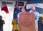 Minister of Tourism Mayra Salinas and ISA Vice President Alan Atkins. Credit: ISA/Michael Tweddle